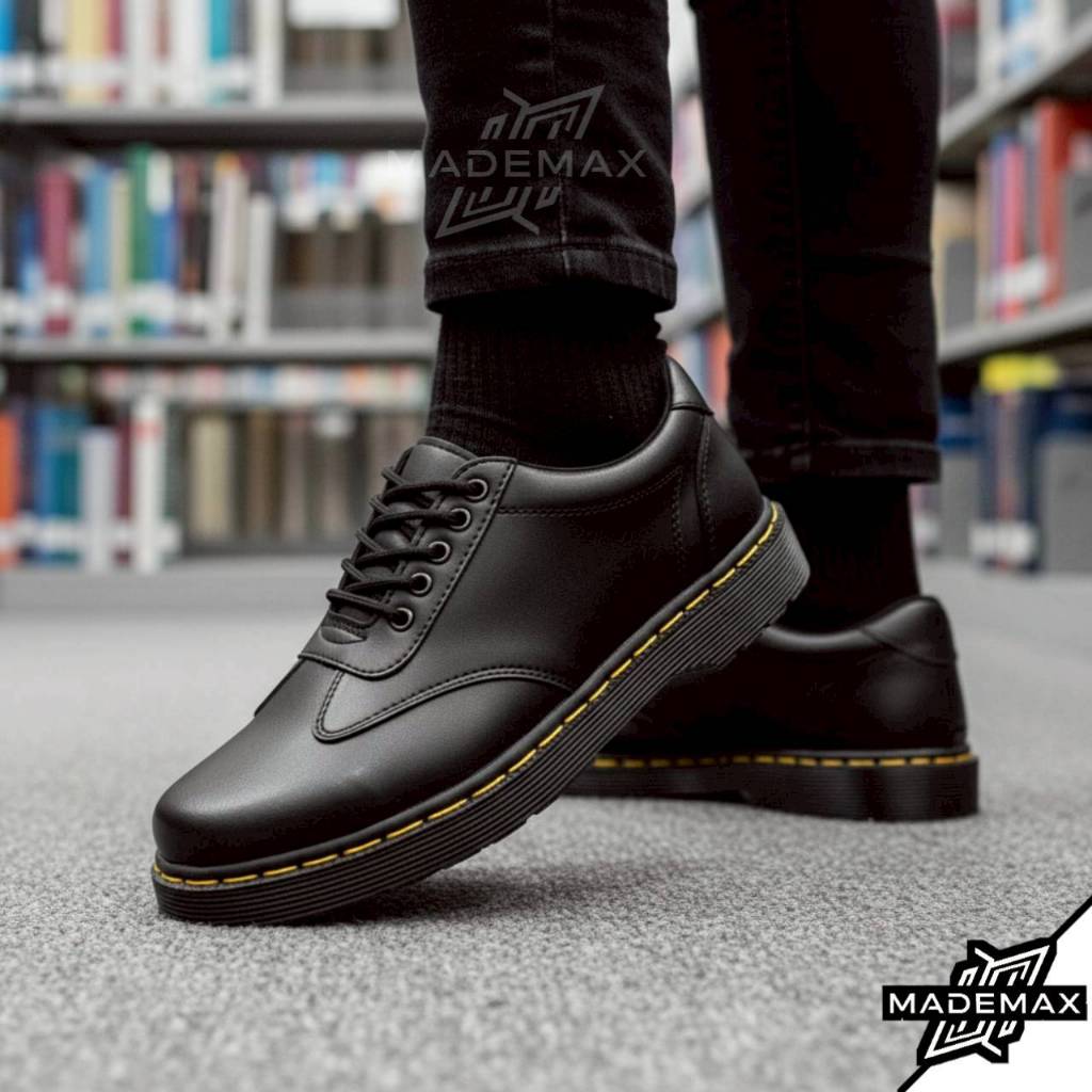 SKZ HUGO - Sepatu Oxford Docmart Formal Casual Pantofel Kerja Pria Hitam