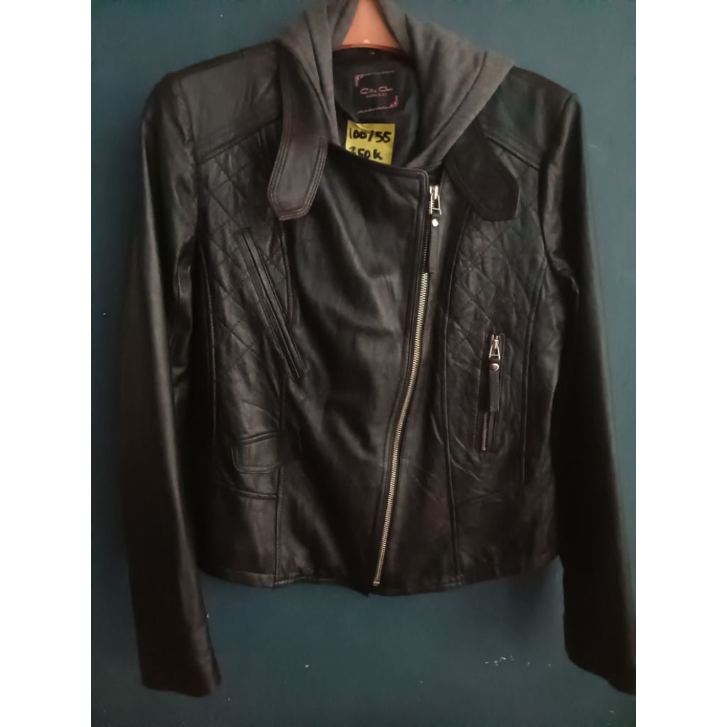 Leather crop ramones hoodie