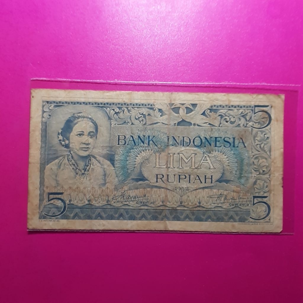 uang kuno 5 rupiah budaya 1952