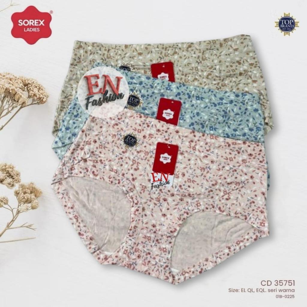 PROMO 3, 6, 12 PCS CD Wanita Maxi Sorex 35751 Motif Bunga/ Celana Dalam  Cewek Sorex