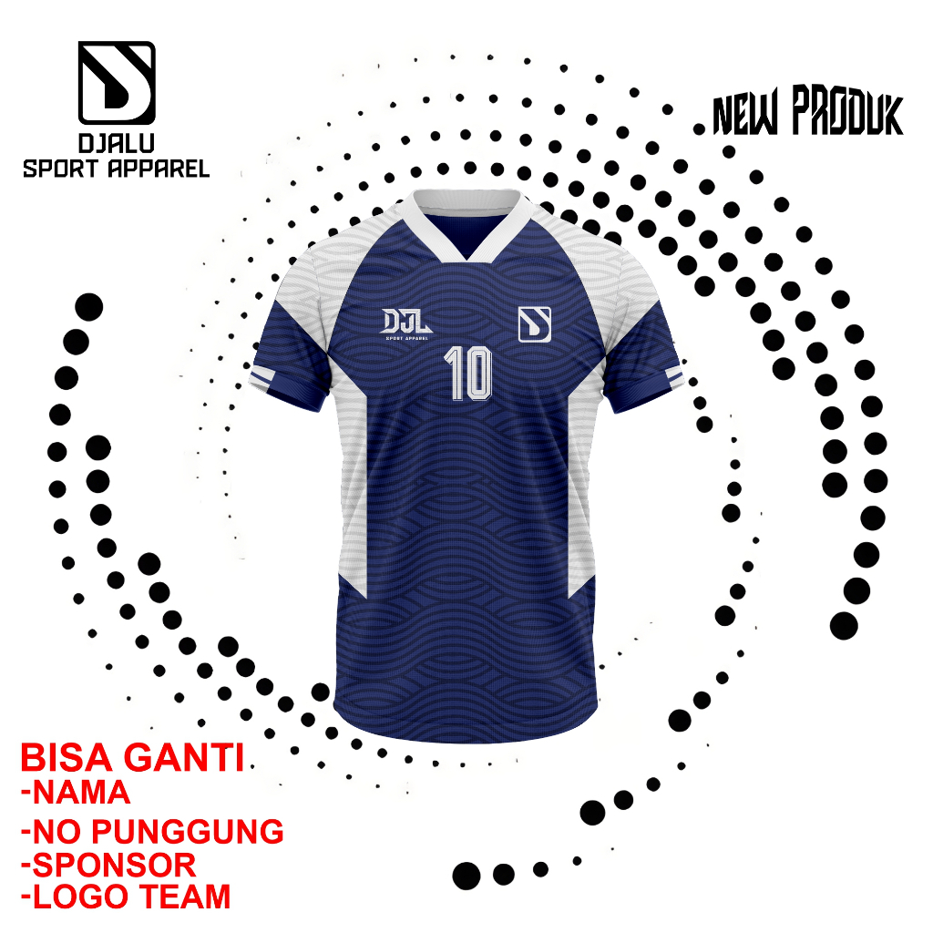 Jersey Custom Bola Volly Futsal Sepak bola BIRU PUTIH Full Printing