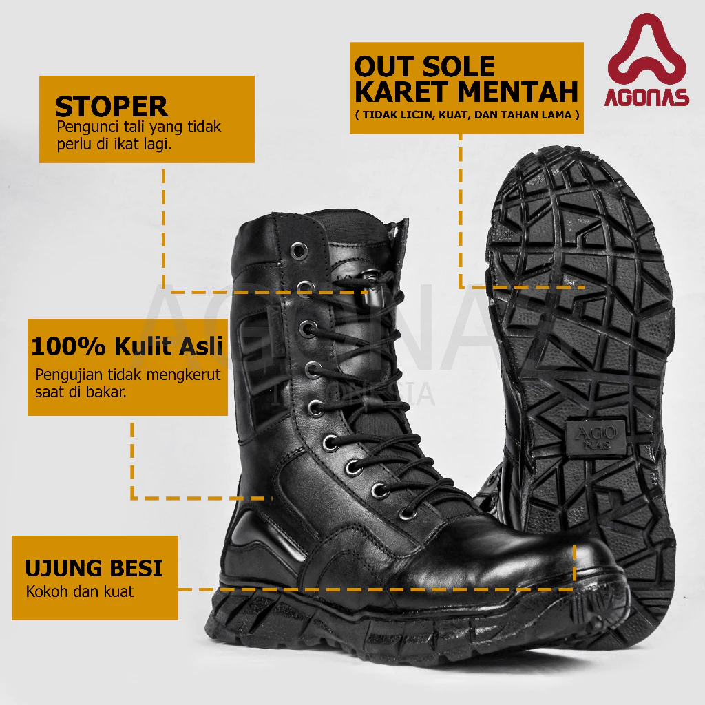 Agonas Sepatu PDL Blackhawk Kulit Asli Tni Polri / Sepatu PDL TNI POLRI