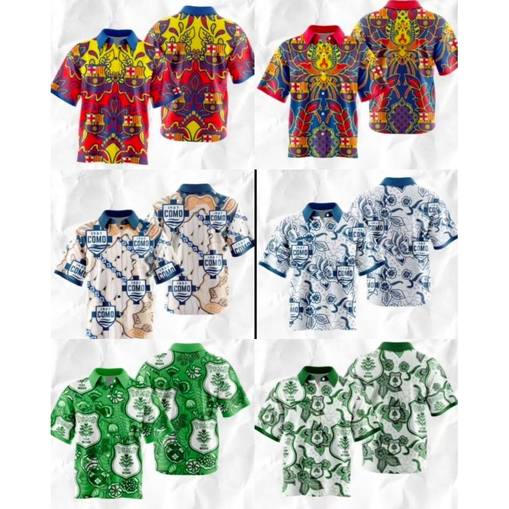 Kemeja Batik Como FC/Batik Barca/Batik Psms Medan Printing/Batik Klub Bola Custom