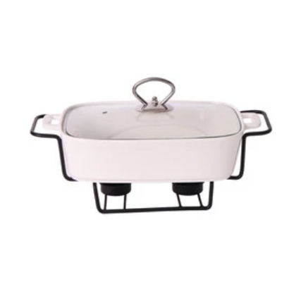 Appetite 38 Cm Casserole Penghangat Makanan Porcelain Rectangle - Putih