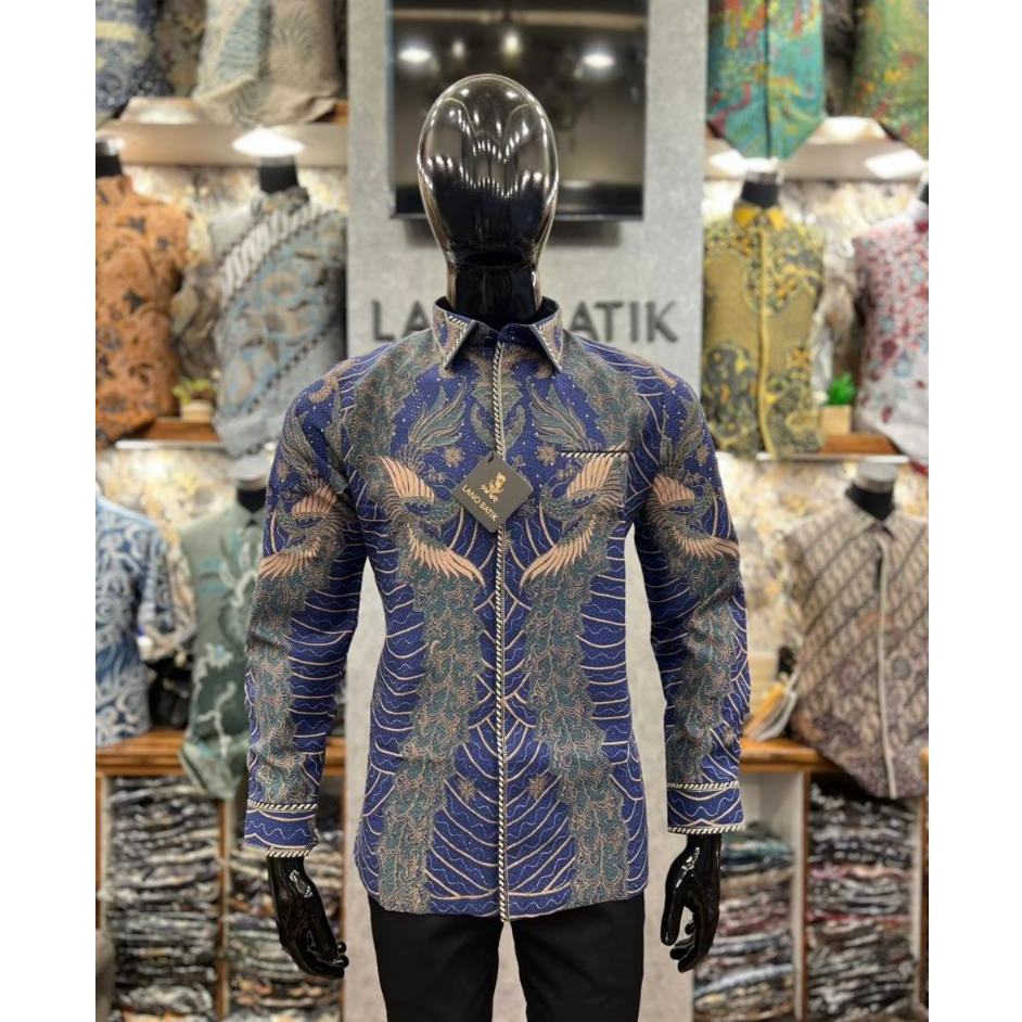 Lano Batik Semi Jas - Kemeja Batik Smock Semi Jas - Burung Phoenix - Baju Batik Pria - Kemeja Batik 