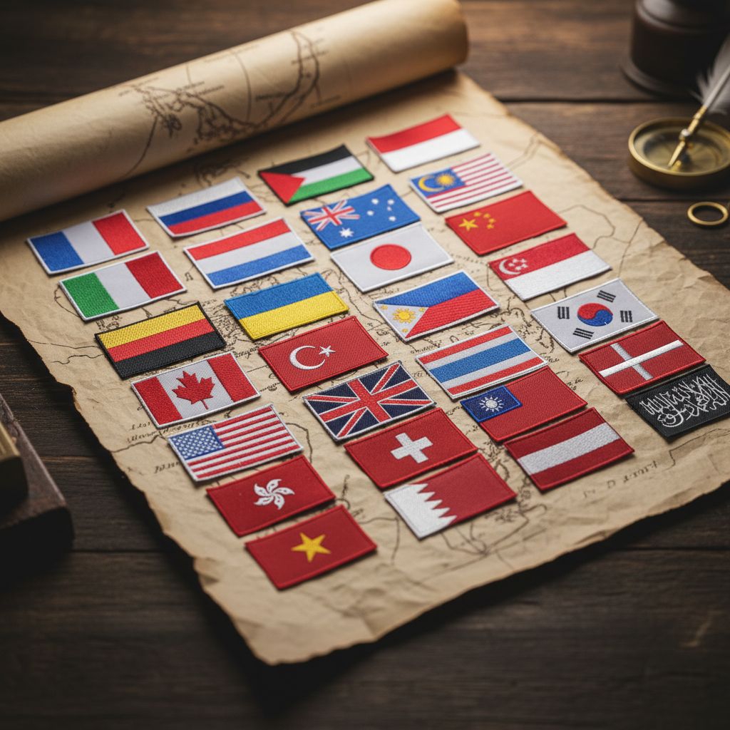 Patch bordir bendera negara, logo bordir bendera