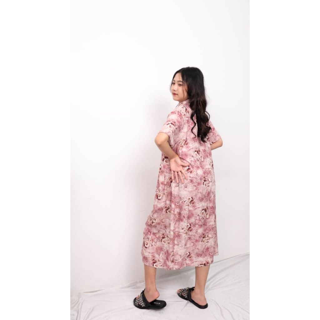 Daster Kekinian Kain Katun Satung Premium Adem Motif Bunga Nyaman dan Elegan