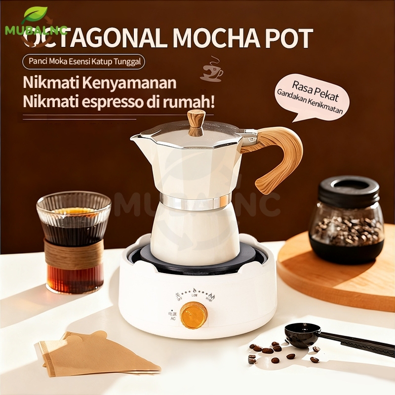 MUBALNC Mocha Pot Espresso Set Coffee Pot Tungku Listrik Set Tahan Lama Set Kopi Moka + Kompor Listr