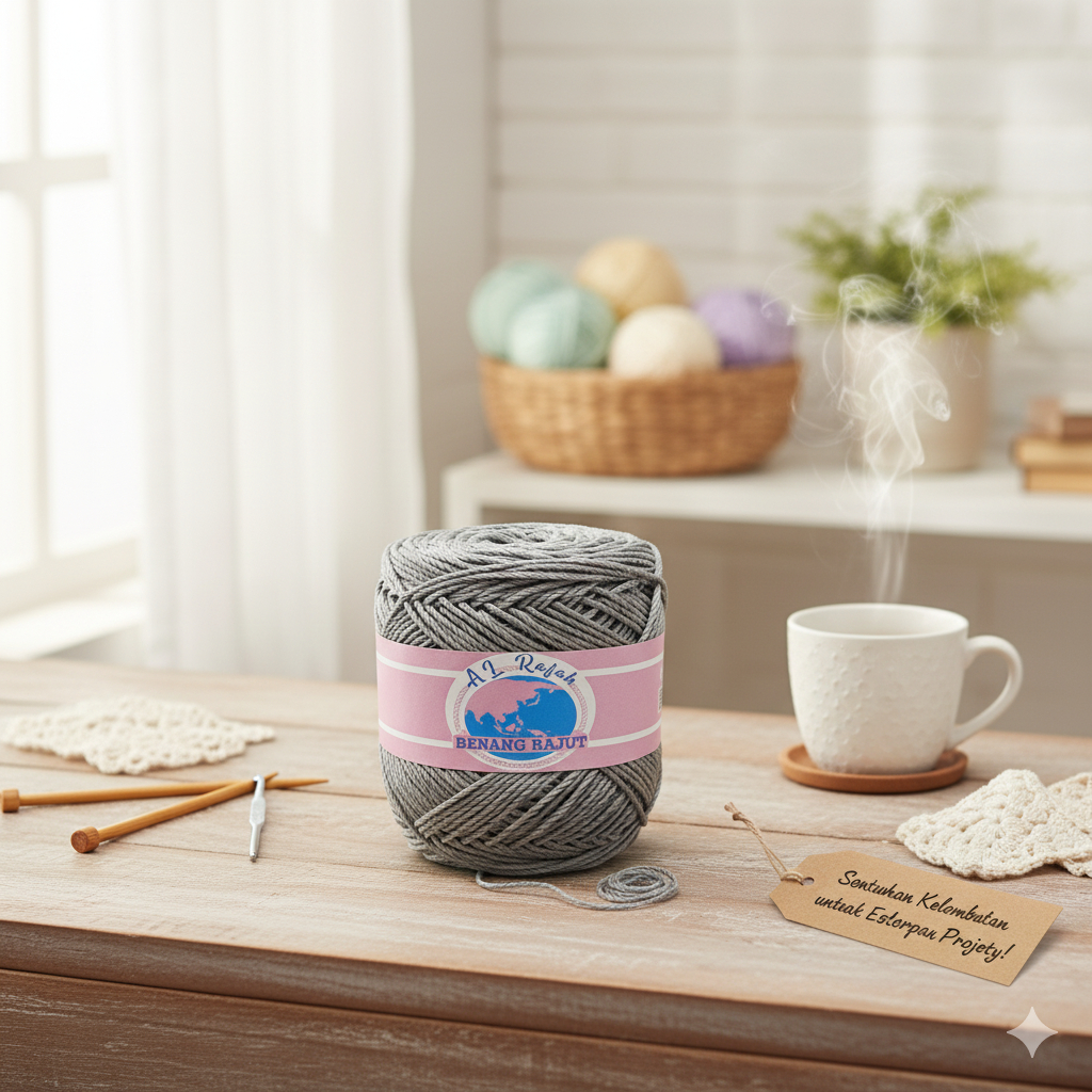 ALRAFAH - BENANG RAJUT POLY KILAP ABU