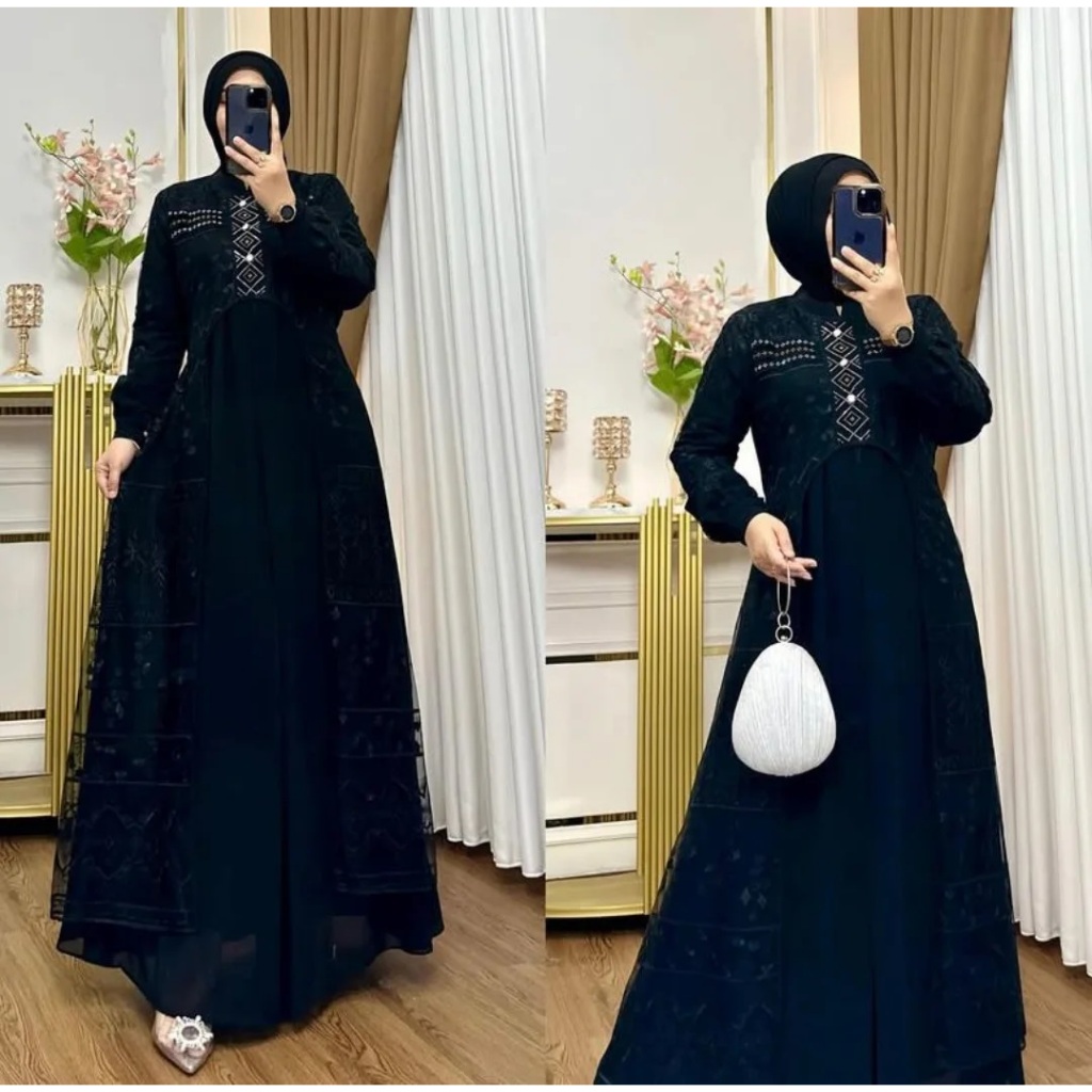 Gamis Terbaru Elegan Mewah 2026 / Ardela Maxy / Gamis Ibu Ibu Kondangan Elegan Brokat Dress / Gamis 