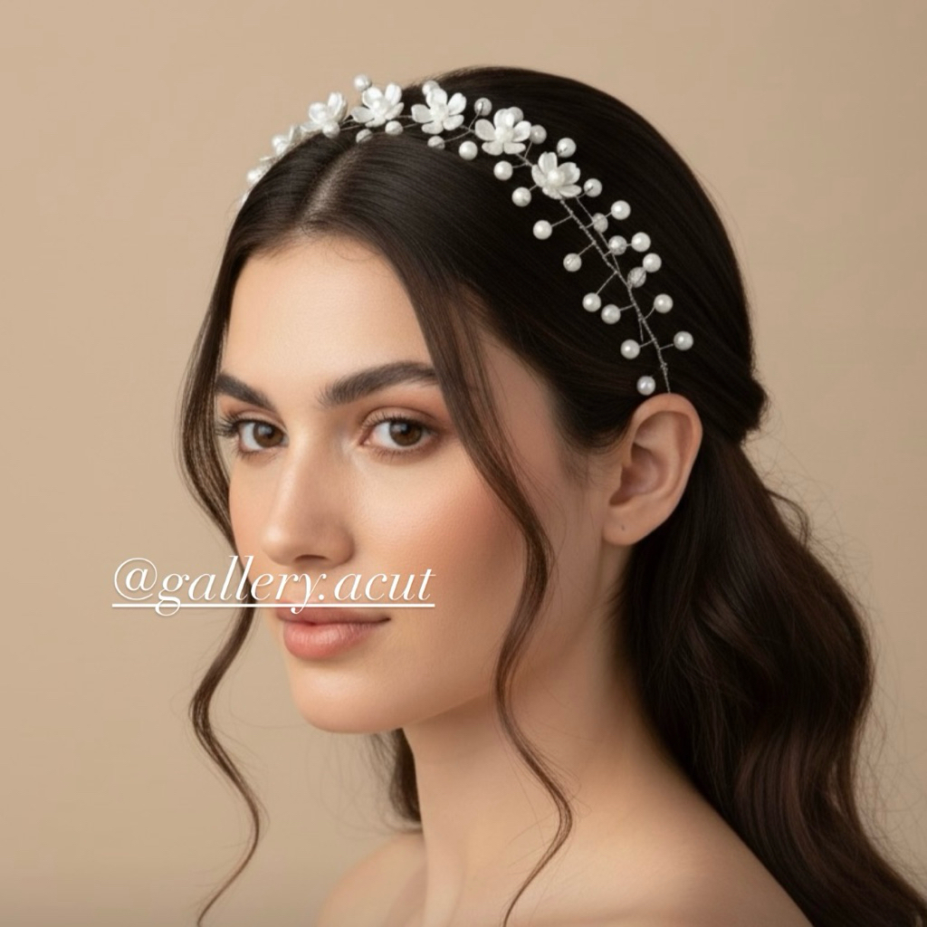 Headpiece hijab / hiasan kepala / Headpiece bunga mutiara