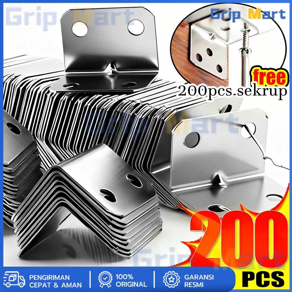 100pcs+200pcs sekrup Set Bracket Siku/Siku Rak Verseng/Plat Siku Ambalan L/Siku L Penahan Ambalan Ra