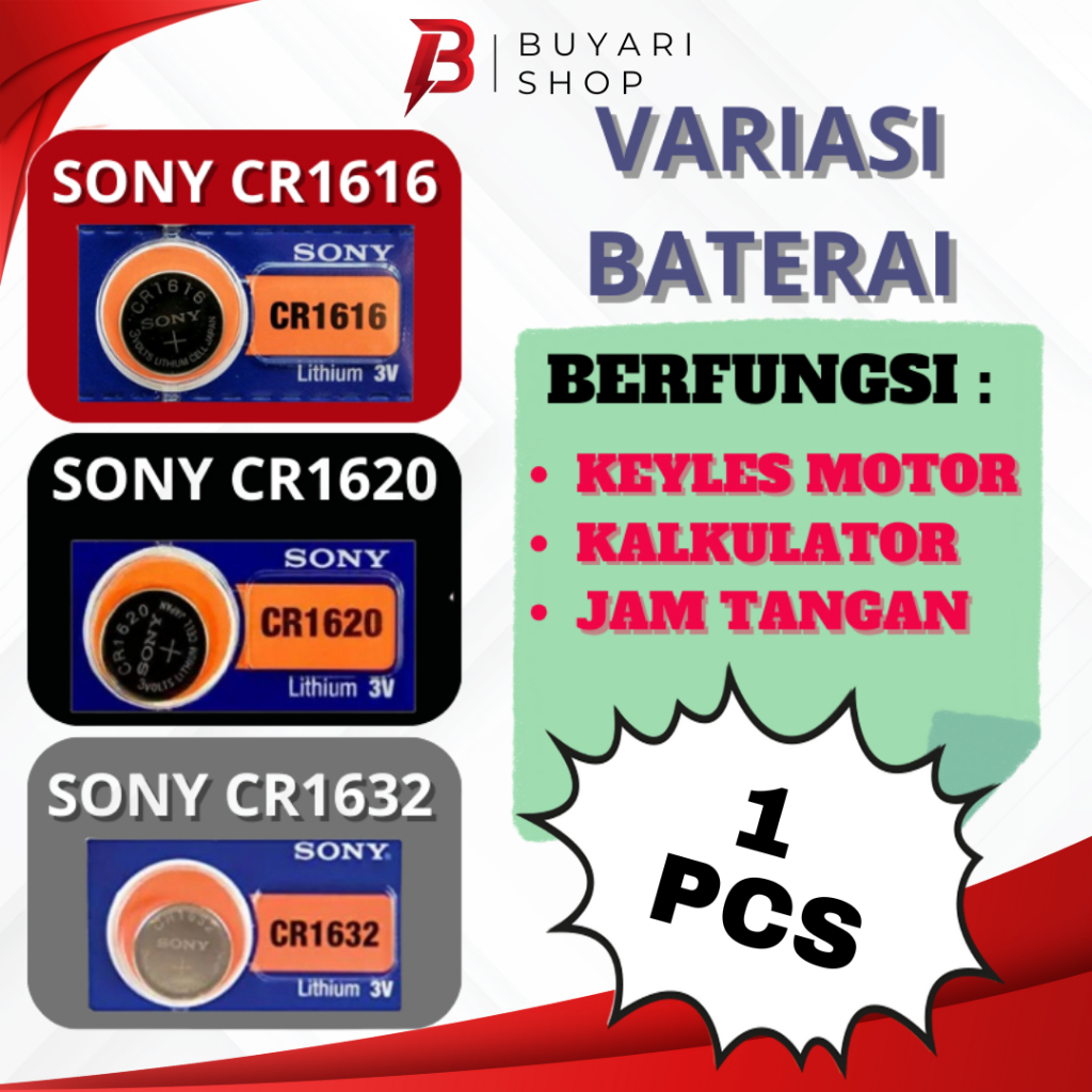 Baterai Jam Tangan Sony CR1632 CR1620 CR1616 1632 Pria Wanita Alexander Christie Original Baterai Re
