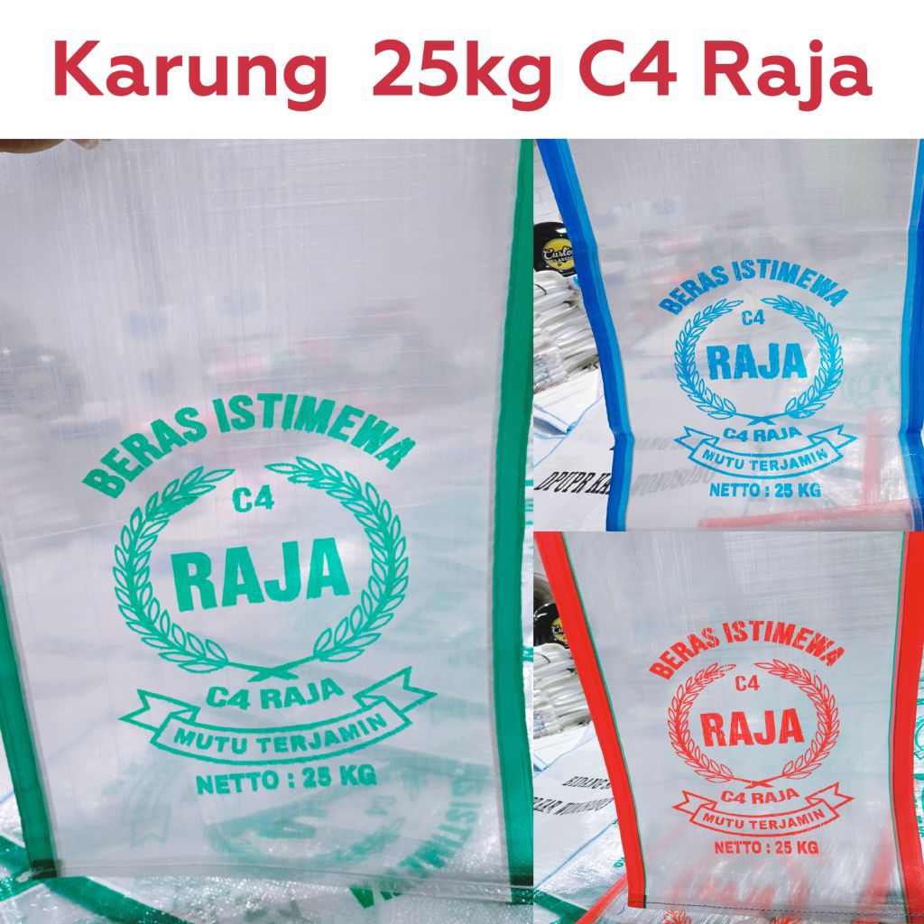 Karung Beras Sablon 25kg Cap C4 Raja ( Isi 50Lembar)