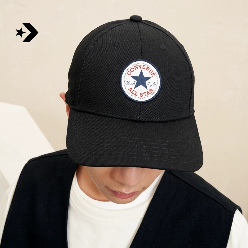 Original Converse Unisex Regular Cap With Chuck Taylor Patch - Black topi pria topi wanita topi pria