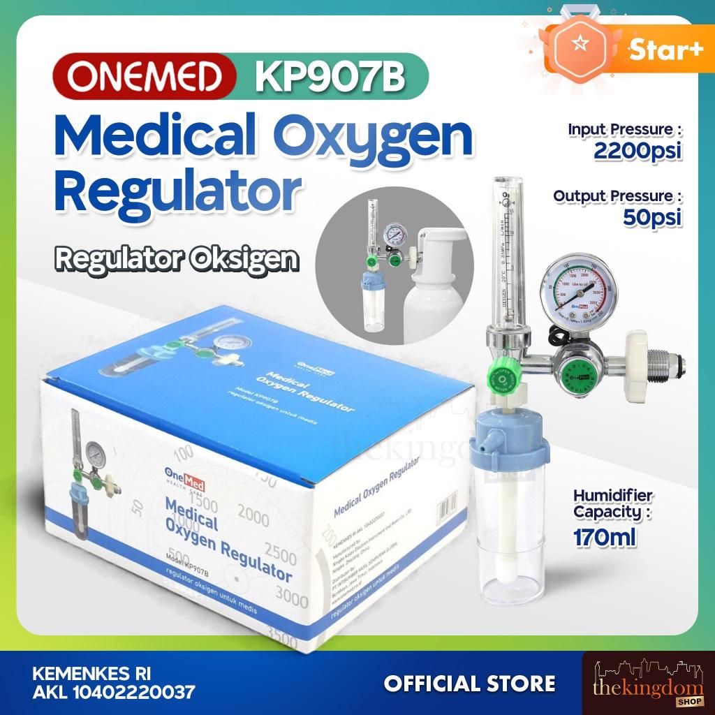 Onemed KP907B Medical Oxygen Regulator Biru Alat Pernapasan Tabung Oksigen Medis KP 907 B Emergency 