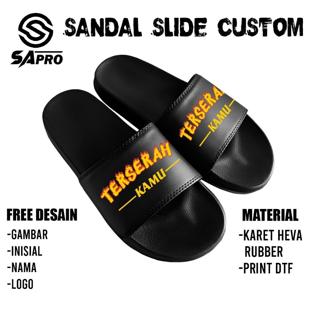 Sandal Custom nama/(SANDAL SLOP NAMA SENDIRI), Slide sleepers/ Antiselip simpel selop/ Sandal Slop P