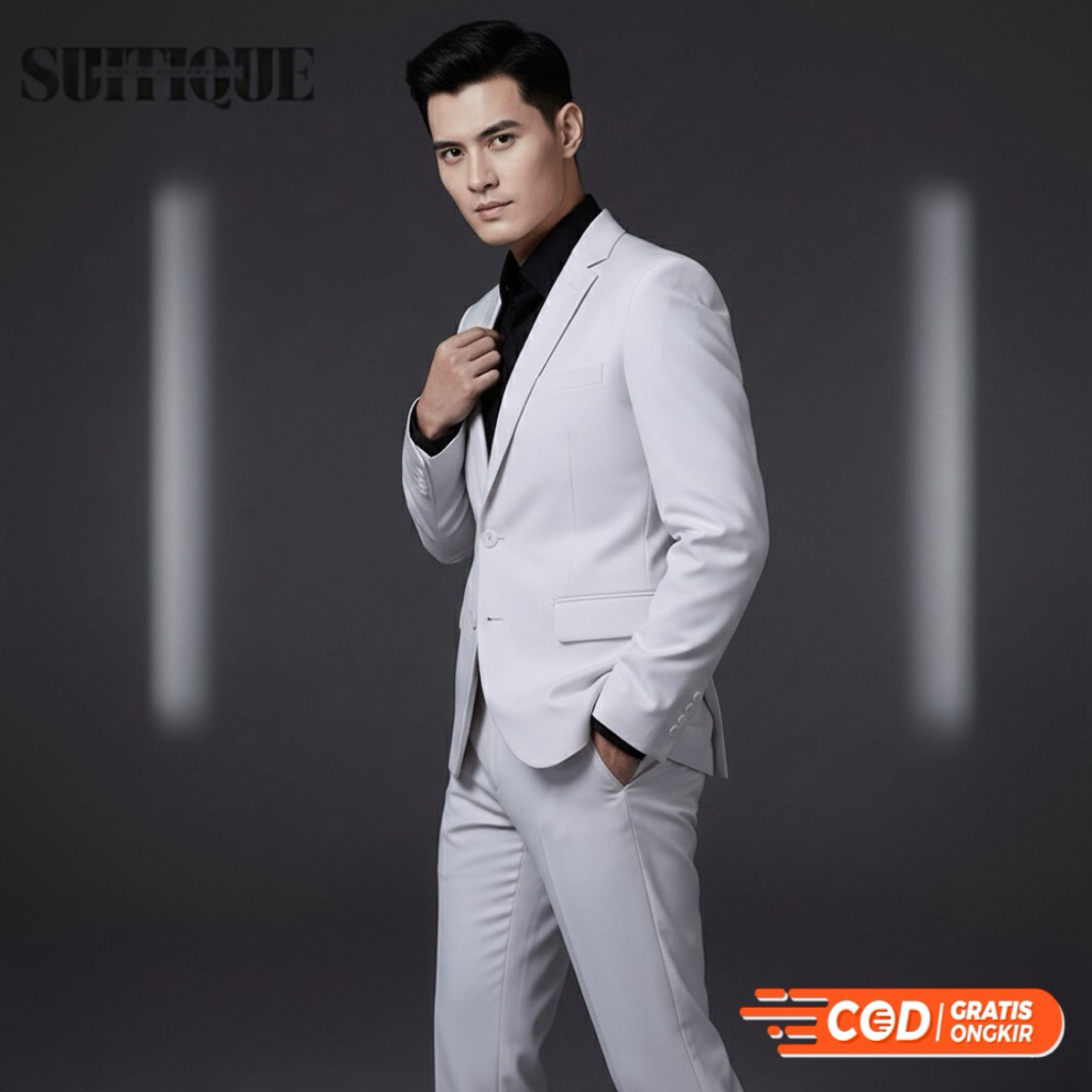 Suitique Store Jas Putih Pria Slimfit Premium Elegan Untuk Wedding & Event Kantor, Pesta, Wisuda