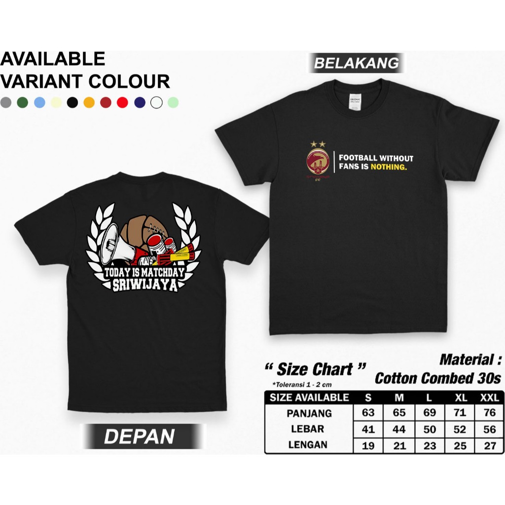 Kaos Tshirt Casual Sriwijaya FC Palembang Fans Matchday