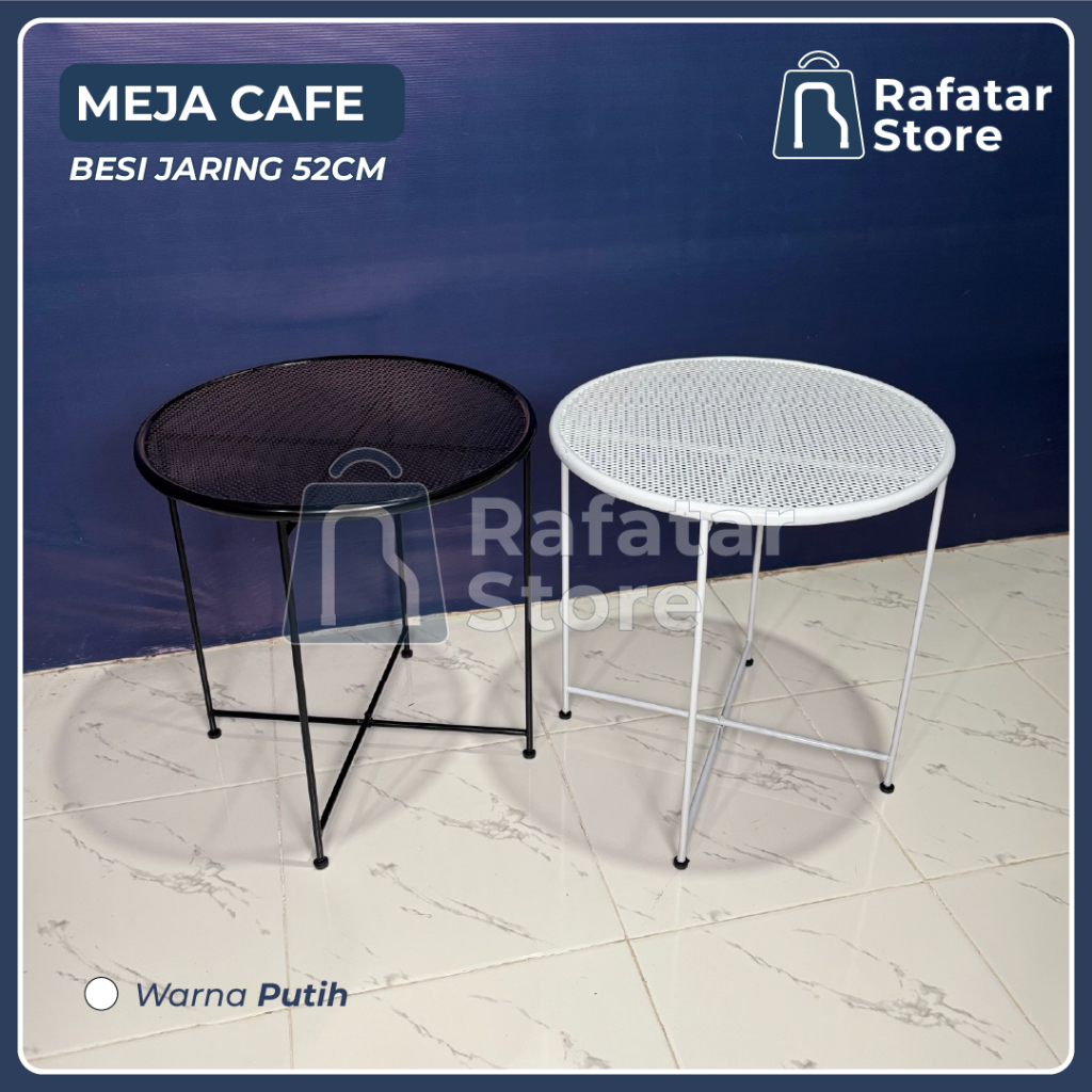 Meja Café Besi Jaring — Meja Café Besi Jaring Bulat — Meja Café Besi Jaring Bulat 52 cm
