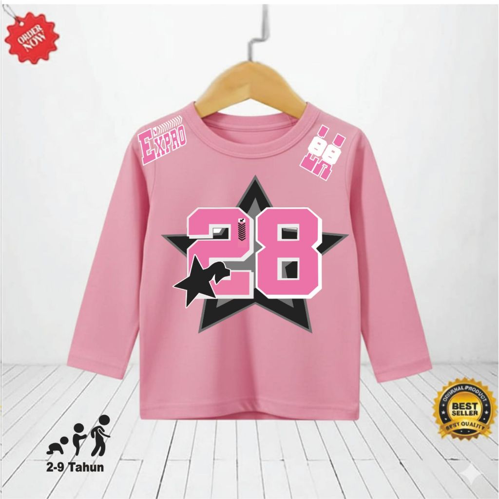 [BISA COD] KAOS ANAK LENGAN PANJANG  MOTIV BASEBALL KOREAN STYLE  / KAOS ANAK LENGAN PANJANG CEWEK C