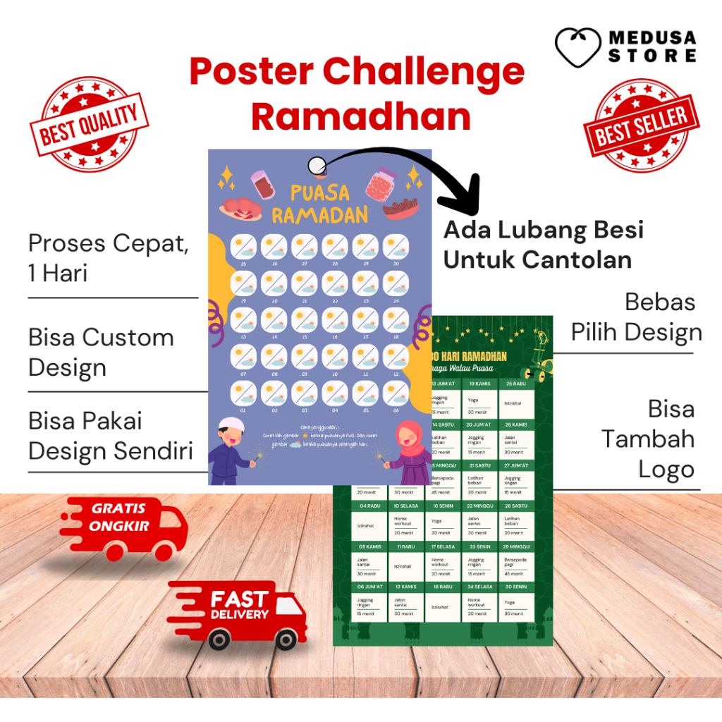 Poster Challenge Ramadhan – Jadwal Kegiatan & Tantangan Ibadah Harian