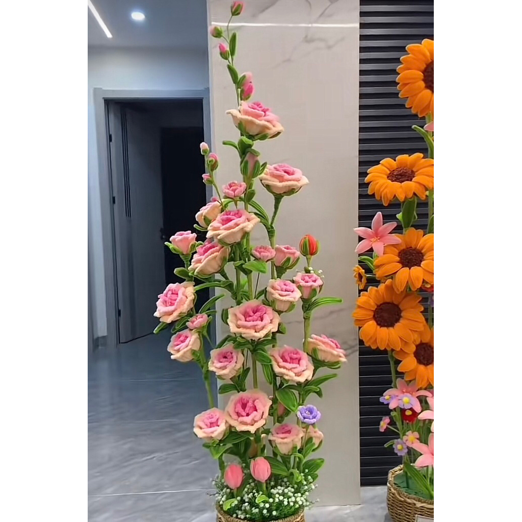 BUNGA SUDUT MAWAR KAWAT BULU JUMBO