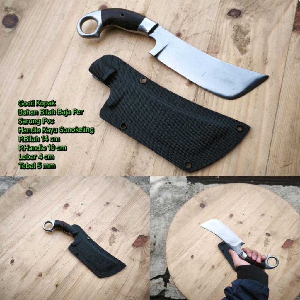 pisau gocil kopak serbaguna | pisau hunting baja asli