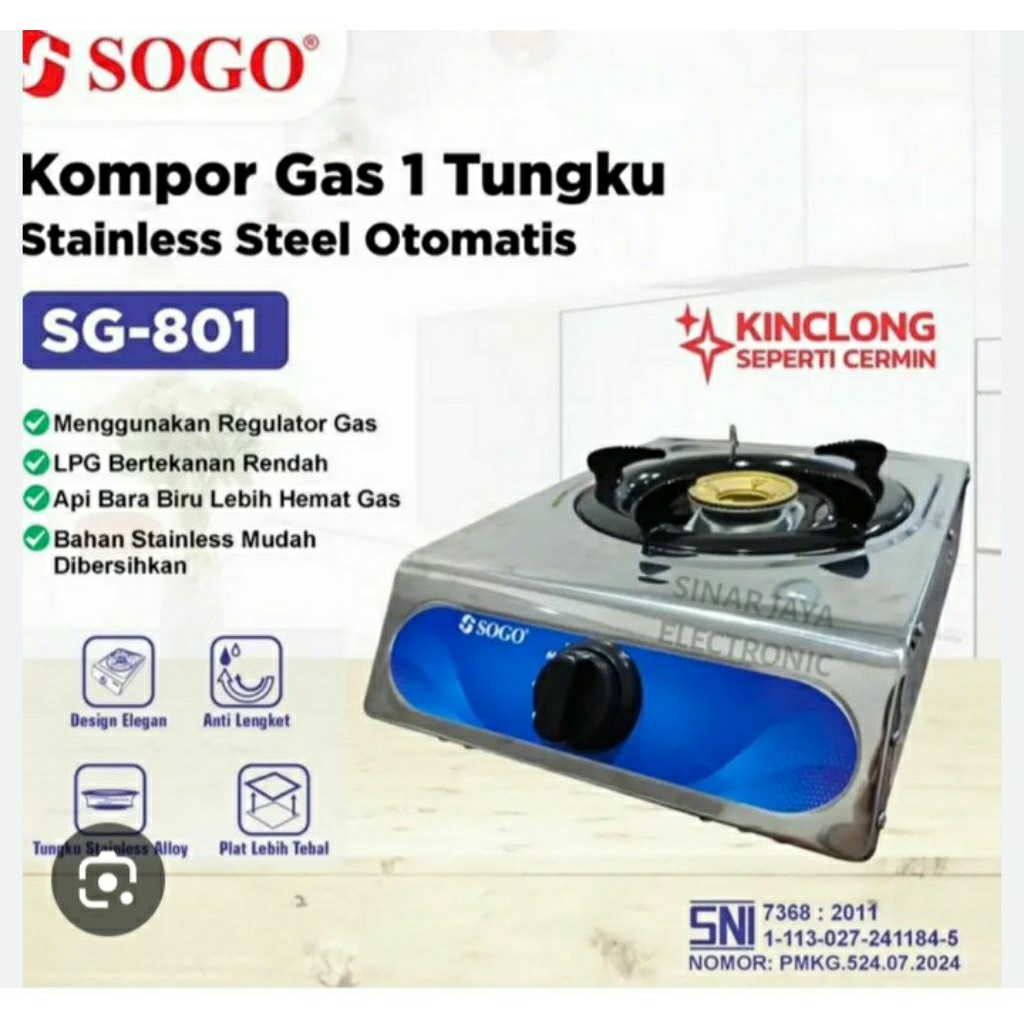SOGO kompor gas 1tungku,kompor gas 1pemantik