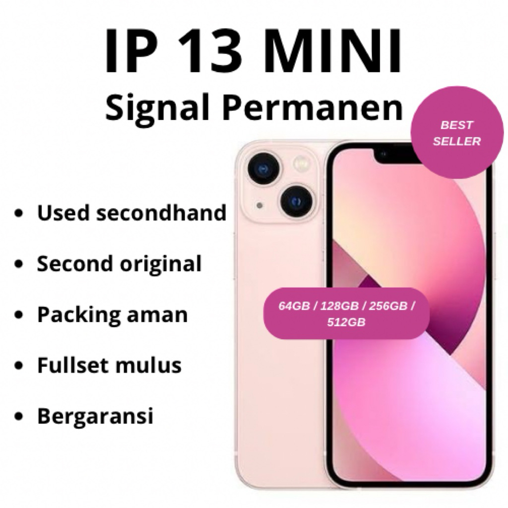 iPhone 13 Mini BC Permanen 128GB/256GB/512GB 5G LTE - Bergaransi