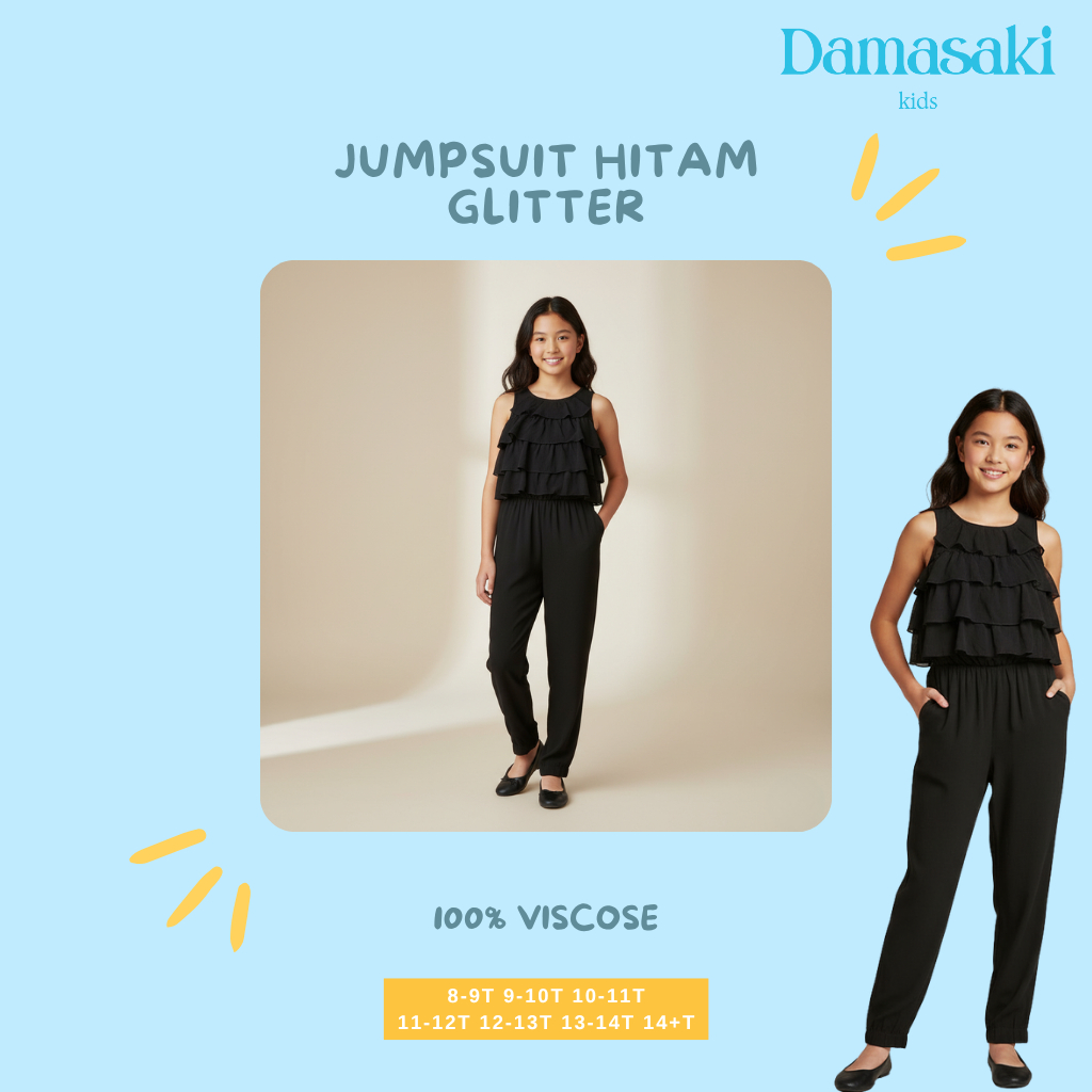 HM Jumpsuit Anak Perempuan Black Wanita Overall Panjang Hitam Original