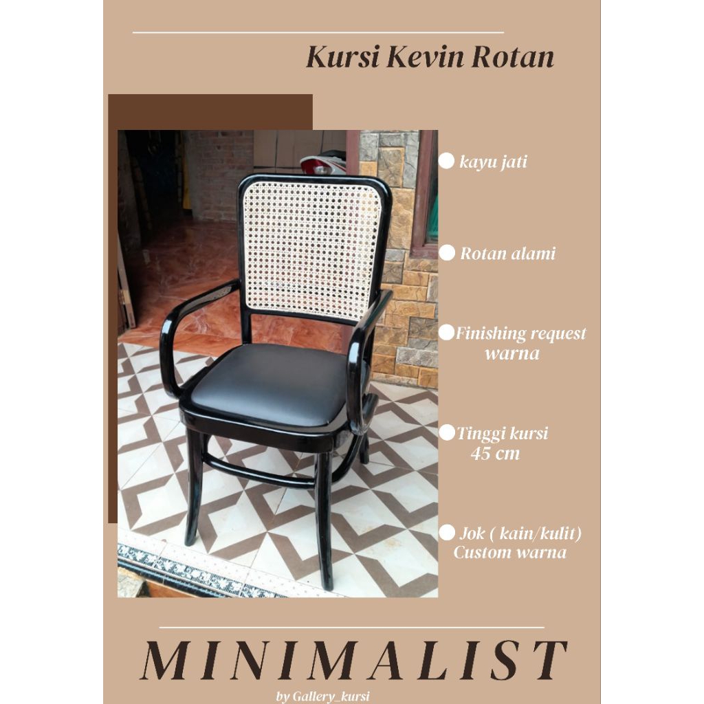 kursi kevin sandaran tangan kursi kevin kursi cafe minimalis kursi retro kursi kevin rotan