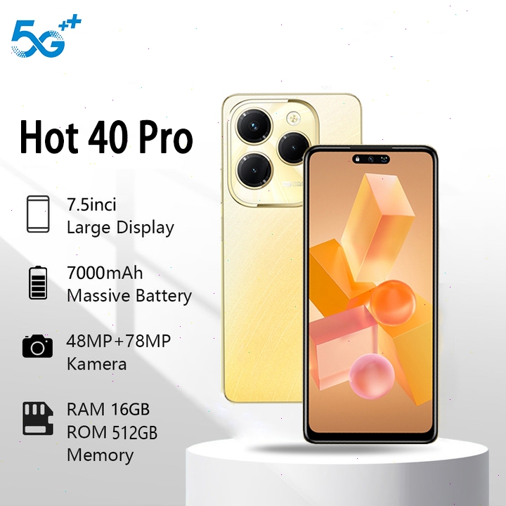 [ Flash Sales ] HP Murah Hot 40 Pro New Handphone 7.5inch layar penuh 16GB+1TB Android14.0  4G/5G Du