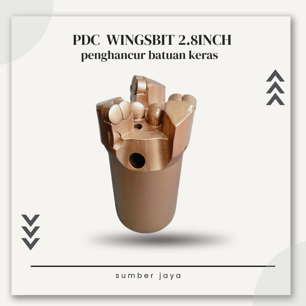 Mata Bor PDC Wingsbit Ukuran 2.8inch(76mm) Solusi Penghancur Batuan Keras(untuk casing 2inch)