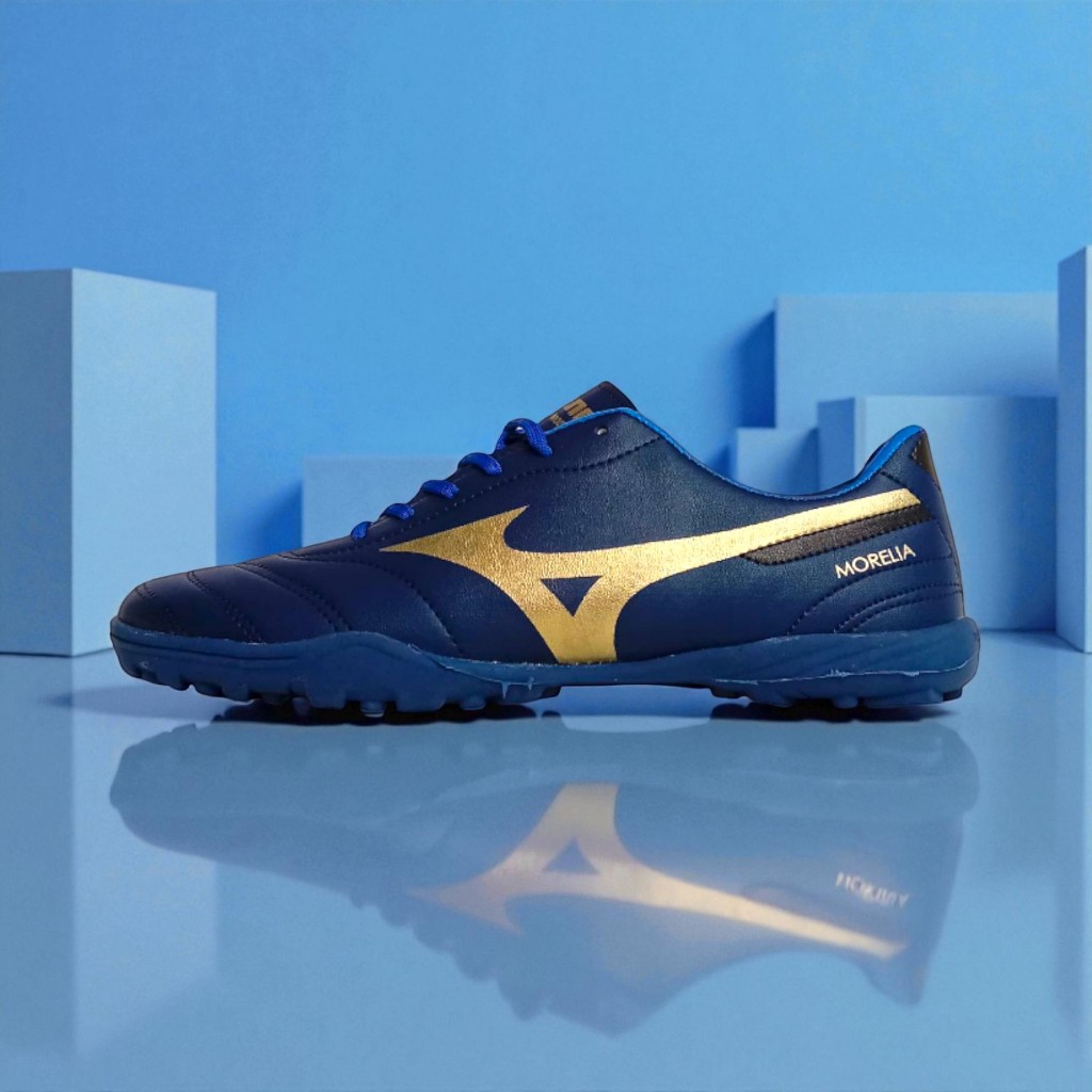 Sepatu Futsal Bergerigi Mizuno Morelia Navy Gold