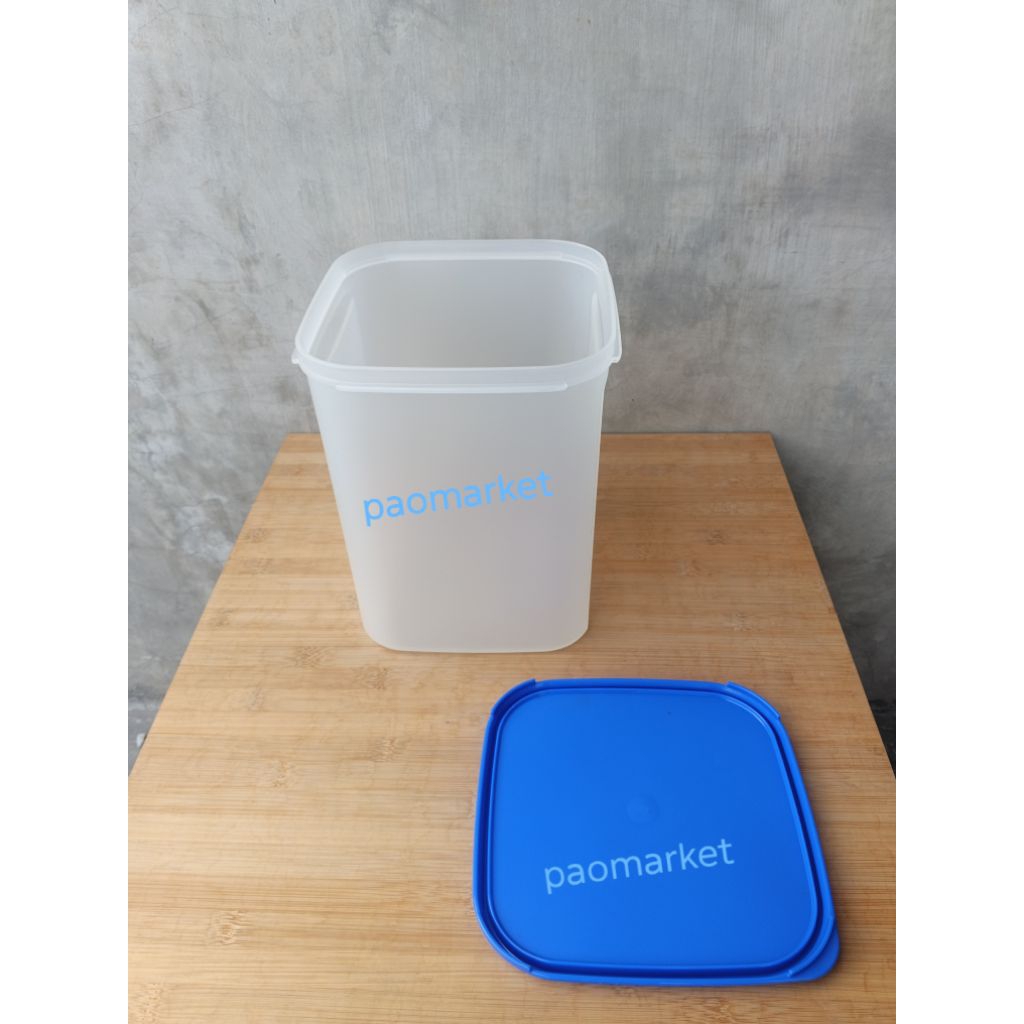 Tupperware Modular Mates Square 4 mms 4 ( 5.5 liter ) - mm square 4 - warna tutup biru blue - base p