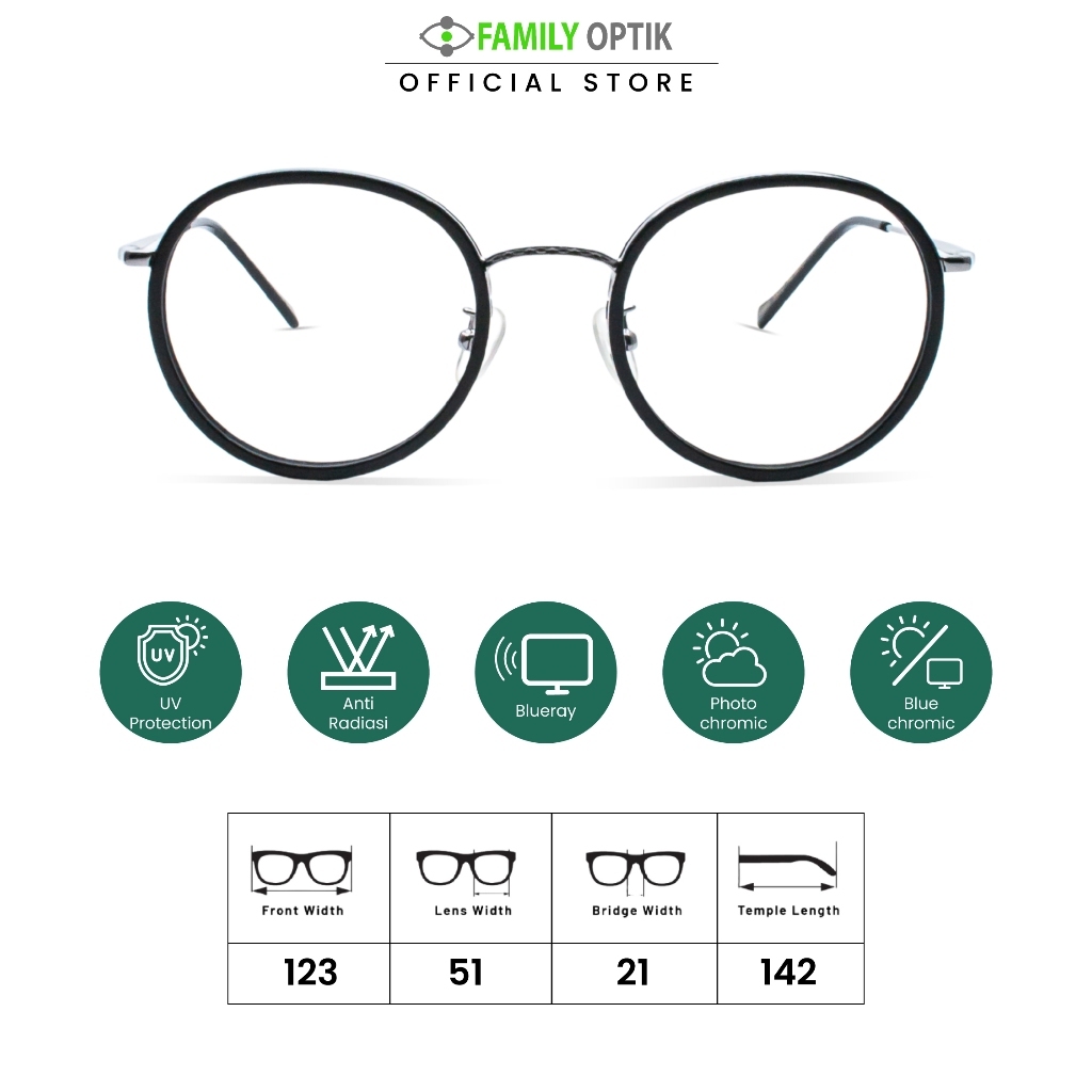 Family Optik - Kacamata Vintage Blueray Photocromic Anti Radiasi 170802