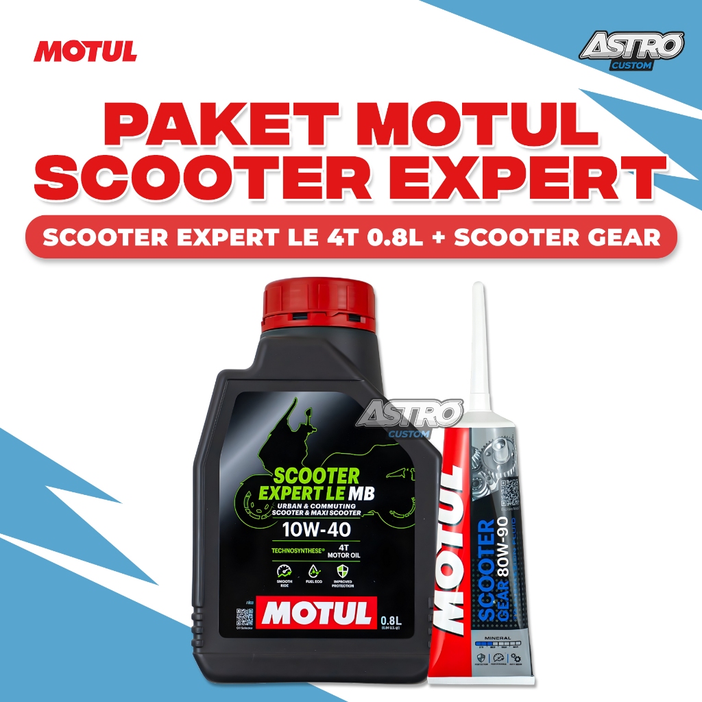 Paket Oli Motul Scooter Expert LE 4T 10W40 + Oli Gardan 80W-90 Scooter Gear Oli Motor Mesin Matic