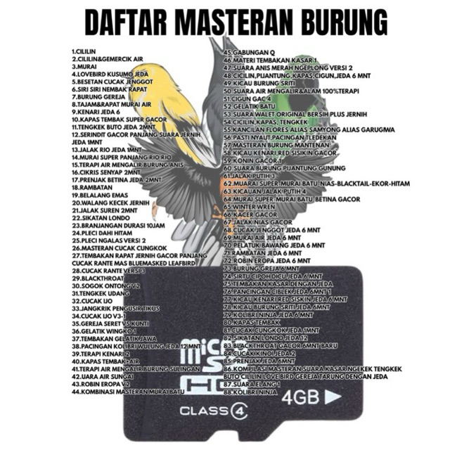 MEMORI MASTERAN BURUNG ISI 88suara masteran burung