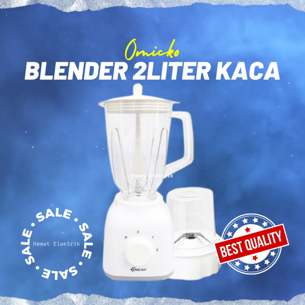 Blender Jus dan Buah Tabung Kaca/Plastik 1 Liter Omicko BL-310