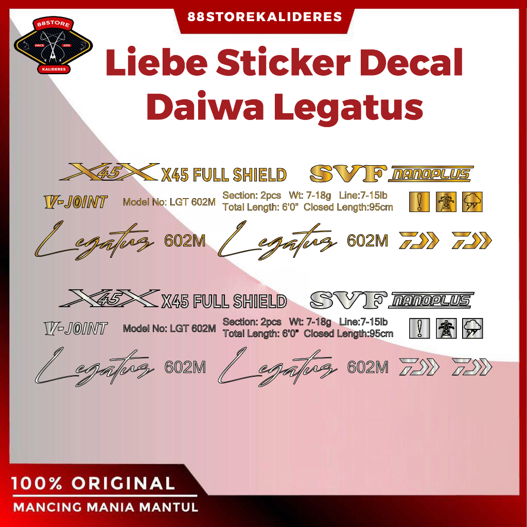 88storekalideres Liebe Sticker Decal Joran Daiwa Legatus