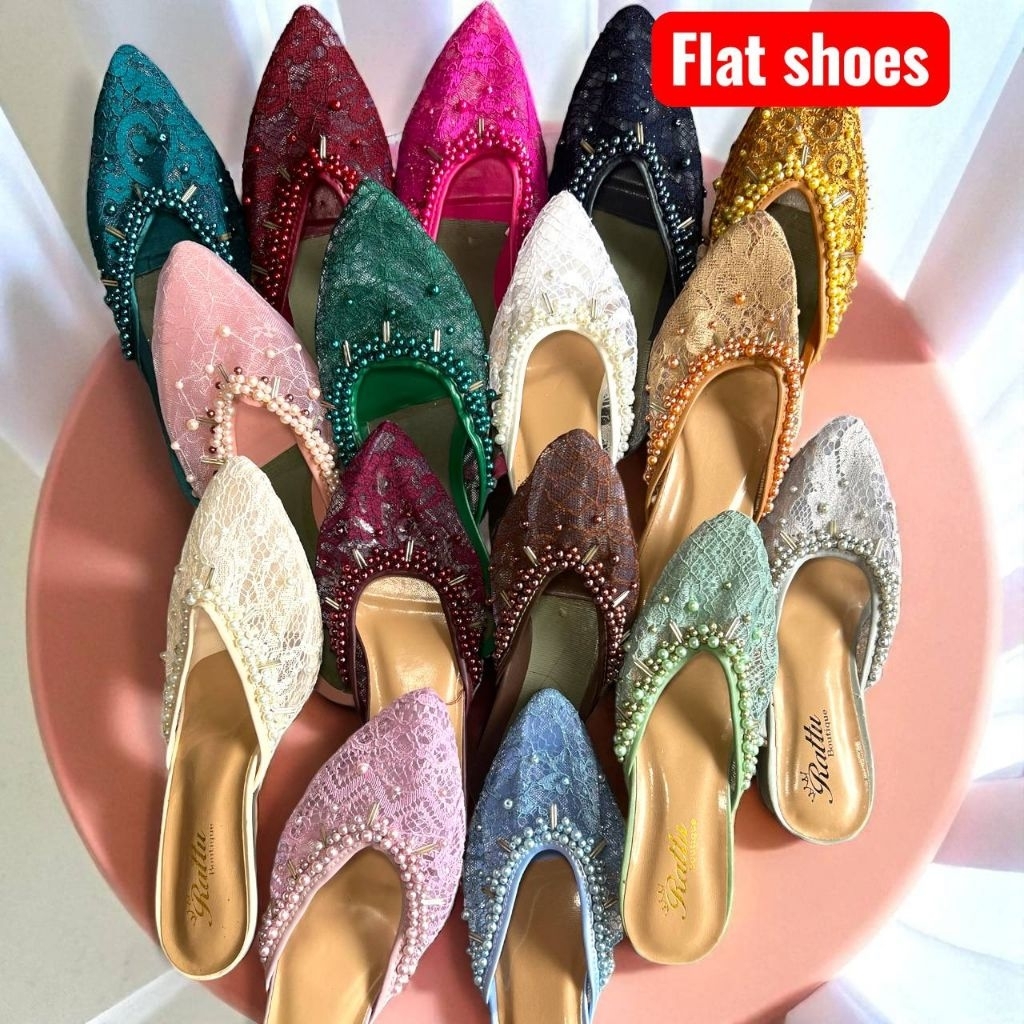 Selop Wanita Payet Mewah / Flat Shoes / Sepatu Pengantin / Sepatu Pesta / Sandal Teplek Wanita