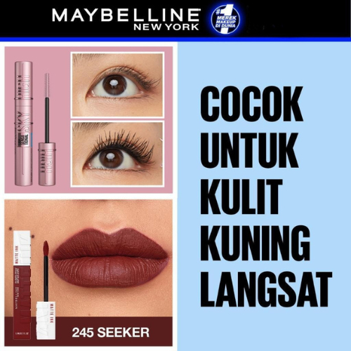 MAYBELLINE Long Lasting Duo - Sky High Mascara + Superstay Matte Ink | Paket Mascara Lipstick Tahan 