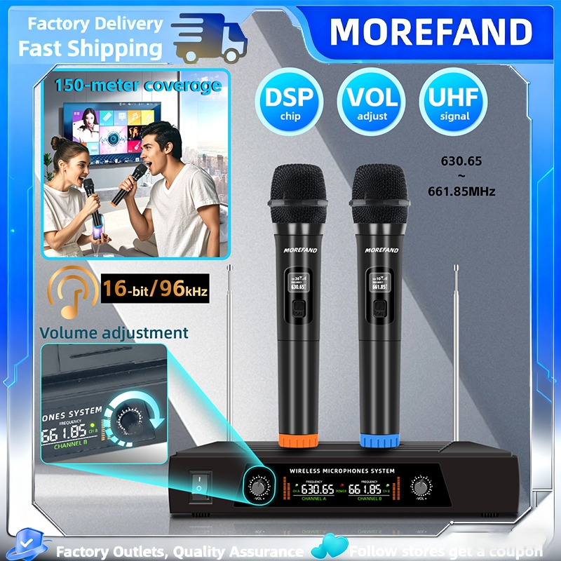 1002 Wireless Mikrofon Nirkabel VHF band 2 genggam Jarak penerimaan 80M Peralatan audio KTV profesio