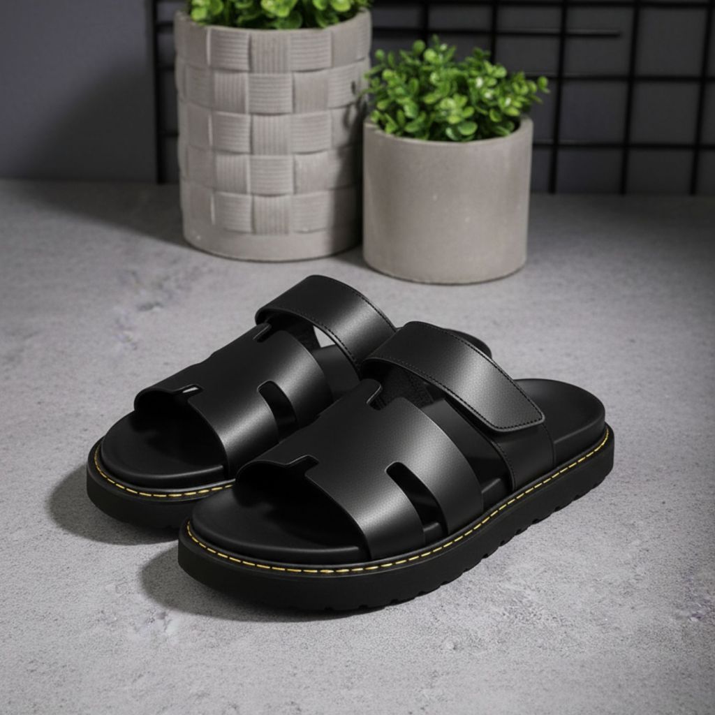 Navara Footwear - Sandal Pria Navara Full Black Gaya Casual Formal Anti Slip | Debonaire 098