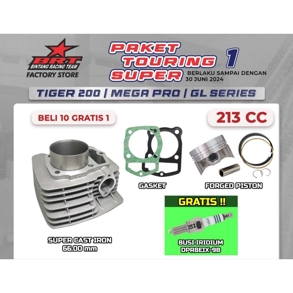 SUPER BLOCK/BURENG BRT TIGER/MEGAPRO/GL SERIES 66 CASTING/CERAMIC SET PISTON FORGED 100% ORIGINAL BR