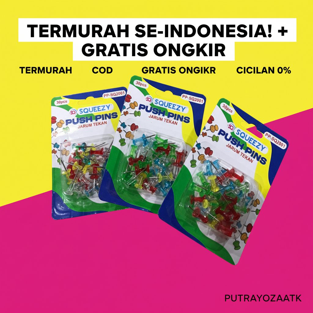 PUSH PINS/ PAKU MADING/ JARUM MADING MERK SQUEZZY