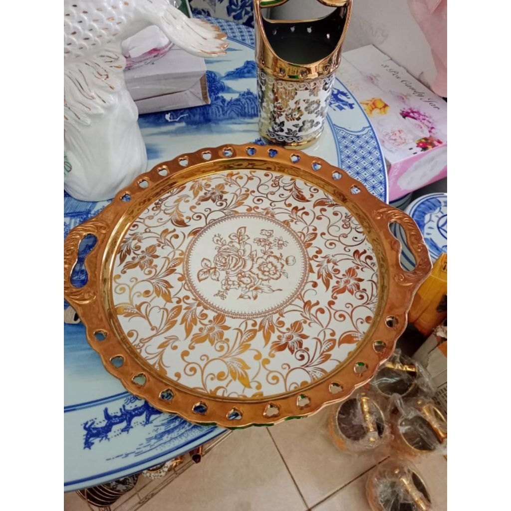 Obral harga sale NAMPAN BAKI KERAMIK GOLD BESAR