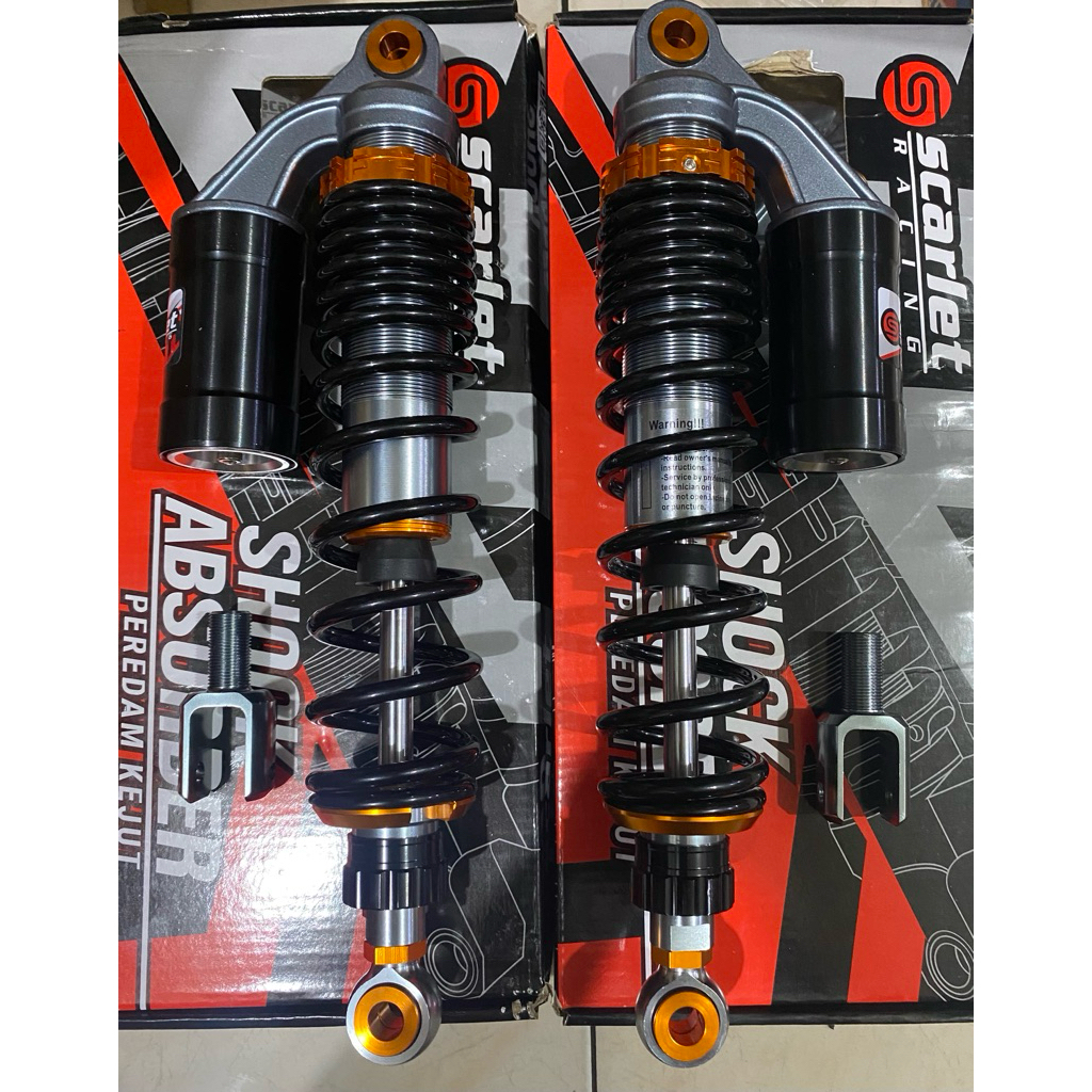 SHOCK TABUNG BELAKANG SCARLET GT SERIES 340 MM 360 MM GREY MATIC BEBEK  SUPRA X 125 NMAX SMASH FIT N