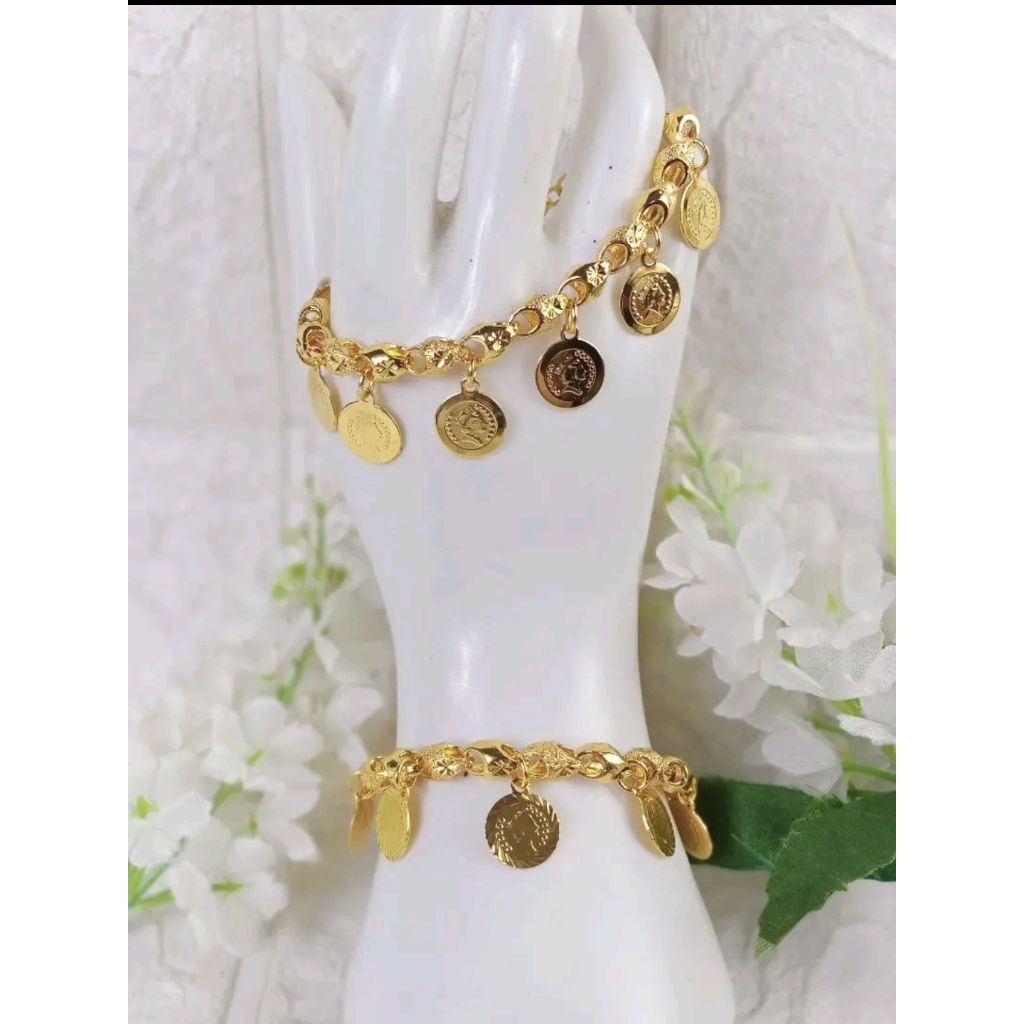 Gelang pajero koin cap 916 lapis emas 24karat